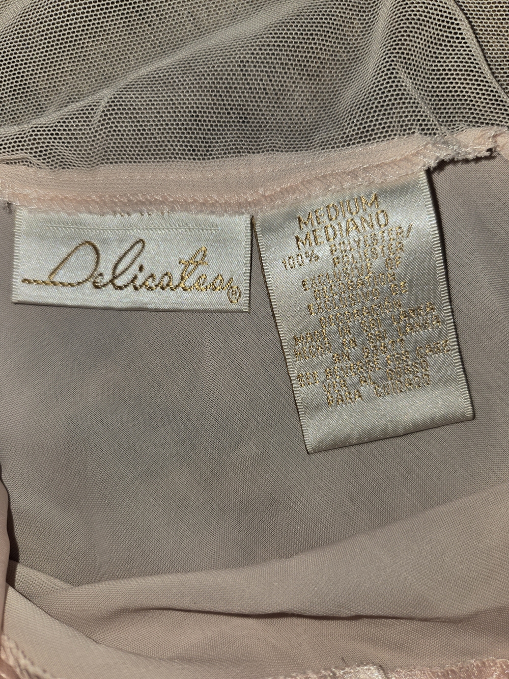 Vintage Delicates Blush Satin Chemise with Embroidered Bust - Picture 2 of 7